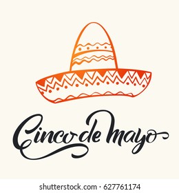 Cinco de mayo lettering. Handmade calligraphy vector illustration. (invitation, party, greeting card, fiesta)