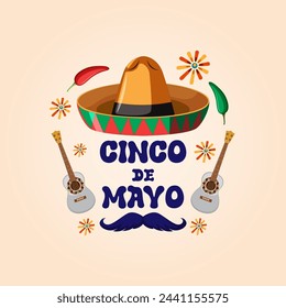 Cinco de mayo with lettering. May 5, federal holiday in Mexico. Cinco de mayo vector.