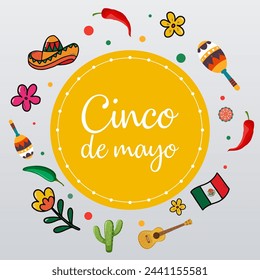 Cinco de mayo with lettering. May 5, federal holiday in Mexico. Cinco de mayo vector.