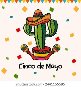 Cinco de mayo with lettering. May 5, federal holiday in Mexico. Cinco de mayo vector.