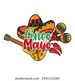 Cinco de mayo with lettering. May 5, federal holiday in Mexico. Cinco de mayo vector.