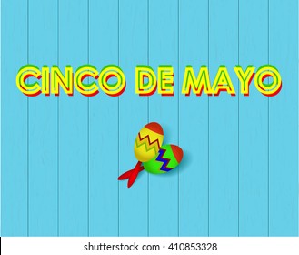 cinco de mayo lettering on blue wooden plank  in vector illustration