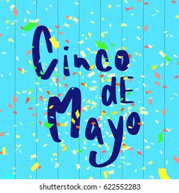 cinco de mayo lettering on cloth texture background in vector illustration.Graphic design for card, banner, poster to celebrate cinco de mayo festival for Mexican nation