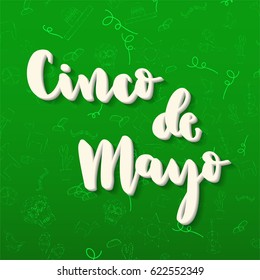 cinco de mayo lettering on cloth texture background in vector illustration.Graphic design for card, banner, poster to celebrate cinco de mayo festival for Mexican nation