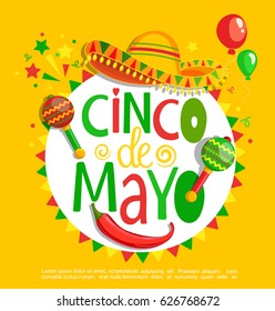 Cinco De Mayo, auf Feiertagshintergrund, Poster, Banner, Grußkarte für Ankündigung, Einladung und Party.