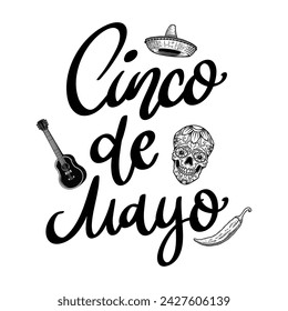 Cinco de mayo. Lettering phrase isolated on white background