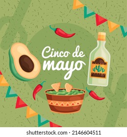 cinco de mayo lettering postcard with food