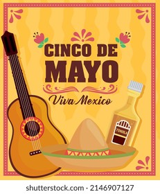 cinco de mayo lettering postcard