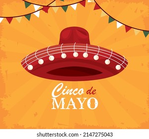 cinco de mayo lettering postcard with hat