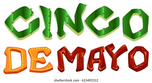 Cinco de Mayo. Lettering text for greeting card. Isolated on white vector illustration