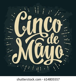 Cinco de Mayo Schrift. Vektorgrafik von Vintage. Einzeln auf dunklem Hintergrund.