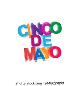 Cinco De Mayo logo icon sign The 5th May National holiday Mexico Colorful 3d emblem Festive modern design Fashion print for clothes greeting invitation card flyer banner poster cover book ad website