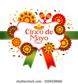 Cinco de Mayo - May 5, federal holiday in Mexico. Fiesta banner and poster design with decorations
