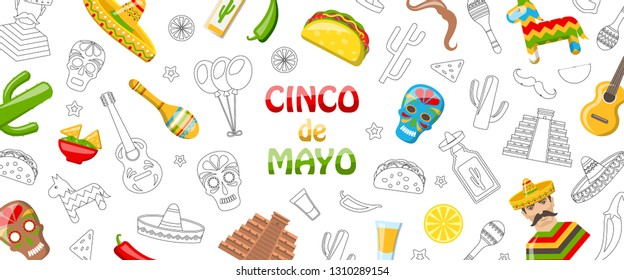 Cinco de Mayo - May 5, Holiday in Mexico, Mexican Flyer - Illustration Vector