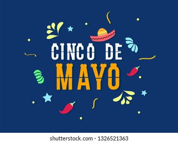 Cinco de Mayo - May 5, federal holiday in Mexico. Fiesta banner and poster design with flags, flowers, decorations - Vector