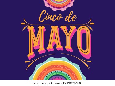 Cinco de Mayo - May 5, federal holiday in Mexico. Fiesta banner and poster design with flags, flowers, decorations