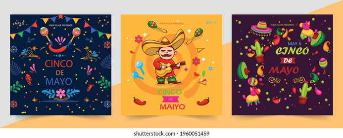 Cinco de Mayo - May 5, a federal holiday in Mexico. Fiesta banner and poster design template. Cinco De Mayo background template. EPS 10 vector.