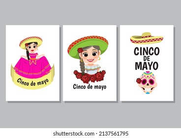 Cinco de Mayo - May 5, federal holiday in Mexico. Cinco de Mayo banner and card design with cartoon character vector