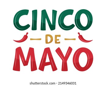 Cinco de Mayo, May 5, federal holiday in Mexico. Fiesta vector banner design with decorations. Lettering sign for poster, greeting card