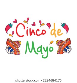 Cinco De Mayo May 5, Federal Holiday in Mexico. Fiesta Banner and Poster Design, Flowers, Decorations Cinco de Mayo Design | Vector Greeting Card for Cinco de Mayo, invitation with Curly Calligraphic	