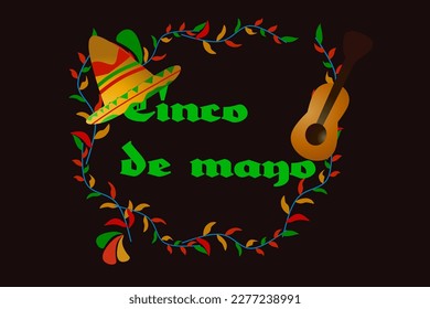  Cinco de Mayo - May 5, federal holiday in Mexico. Fiesta banner and poster design with flags, flowers, decorations. Vector illustration.