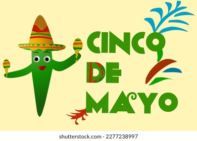  Cinco de Mayo - May 5, federal holiday in Mexico. Fiesta banner and poster design with flags, flowers, decorations. Vector illustration.