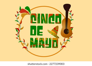  Cinco de Mayo - May 5, federal holiday in Mexico. Fiesta banner and poster design with flags, flowers, decorations. Vector illustration.