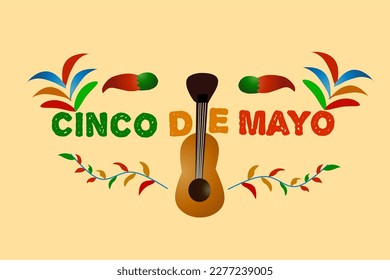  Cinco de Mayo - May 5, federal holiday in Mexico. Fiesta banner and poster design with flags, flowers, decorations. Vector illustration.