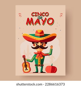 Cinco de Mayo - 5. Mai, Urlaub auf Bundesebene in Mexiko. Fiesta-Banner und Plakatdesign mit Flaggen, Blumen, Dekorationen