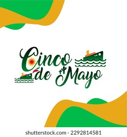 Cinco de Mayo - May 5, federal holiday in Mexico. Fiesta banner and poster design with flags, flowers, decorations, cinco de mayo background