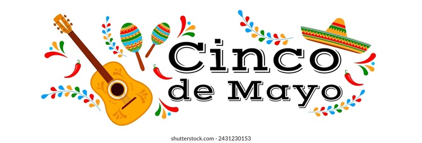 Cinco de Mayo, May 5. Celebrating Mexican heritage. Fiesta banner design. Vector illustration. (Translation: May 5th)