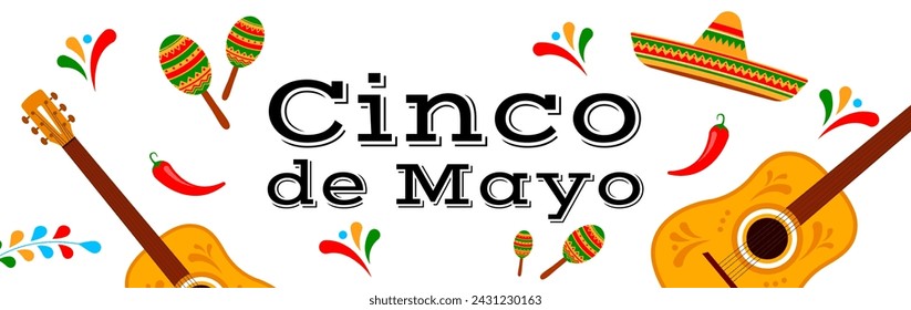 Cinco de Mayo, May 5. Celebrating Mexican heritage. Fiesta banner design. Vector illustration. (Translation: May 5th)