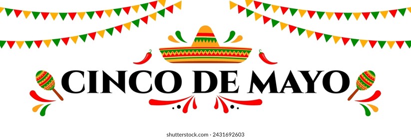 Cinco de Mayo, May 5. Mexican holiday celebration design. Vector illustration. (Translation: May 5th)