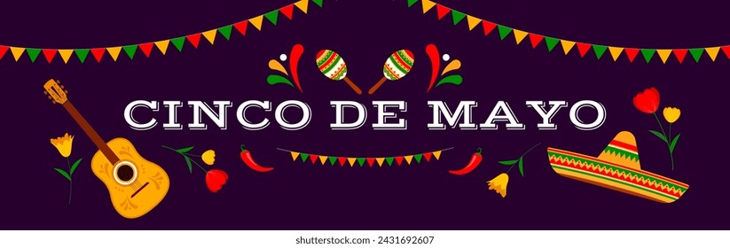 Cinco de Mayo, May 5. Mexican holiday celebration design. Vector illustration. (Translation: May 5th)