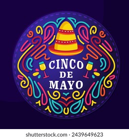 Cinco de Mayo - May 5, federal holiday in Mexico. Fiesta banner and poster design with decorations.