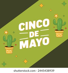 Cinco de Mayo - May 5, federal holiday in Mexico. Fiesta banner and poster design with guitar, tequila, sombrero, confetti. Lettering calligraphy inscription Cinco de Mayo. Vector illustration.