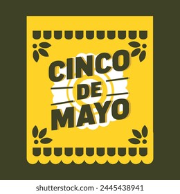 Cinco de Mayo - May 5, federal holiday in Mexico. Fiesta banner and poster design with guitar, tequila, sombrero, confetti. Lettering calligraphy inscription Cinco de Mayo. Vector illustration.