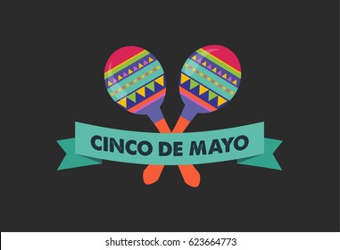 Cinco de Mayo - May 5, federal holiday in Mexico. Fiesta banner and poster design with flags, decorations