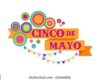 Cinco de Mayo - 5 de maio, feriado federal no México. Banner Fiesta e cartaz design com bandeiras, decorações