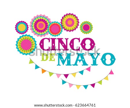 Cinco de Mayo - May 5, federal holiday in Mexico. Fiesta banner and poster design with flags, decorations