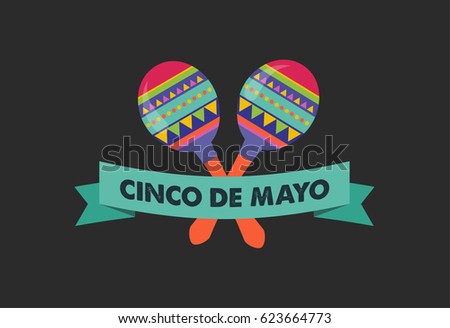 Cinco de Mayo - May 5, federal holiday in Mexico. Fiesta banner and poster design with flags, decorations