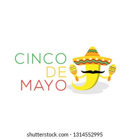 Cinco de Mayo -May 5th- typography banner vector. Mexico design for fiesta cards or party invitation and poster. Collection of Cinco de Mayo design vector illustration elements - Vector