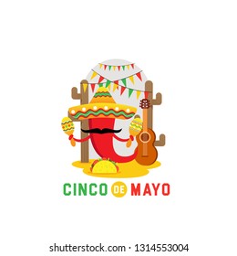 Cinco de Mayo -May 5th- typography banner vector. Mexico design for fiesta cards or party invitation and poster. Collection of Cinco de Mayo design vector illustration elements - Vector