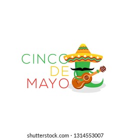 Cinco de Mayo -May 5th- typography banner vector. Mexico design for fiesta cards or party invitation and poster. Collection of Cinco de Mayo design vector illustration elements - Vector