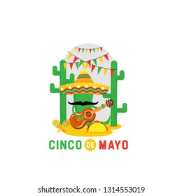 Cinco de Mayo -May 5th- typography banner vector. Mexico design for fiesta cards or party invitation and poster. Collection of Cinco de Mayo design vector illustration elements - Vector