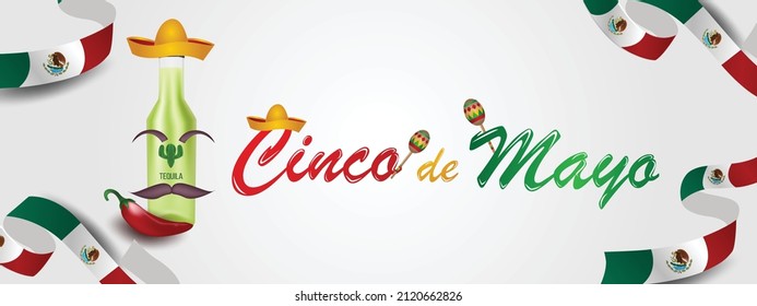 Cinco De Mayo. 5 de mayo en México. Atributos de vacaciones realistas. estilo mexicano