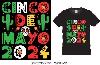 Cinco de mayo Mexican festival Typography T shirt design vector template.  funny apparel t shirts designs quote. Mexican design ready for fashion, print, poster, banner, gift, card, sticker, pod