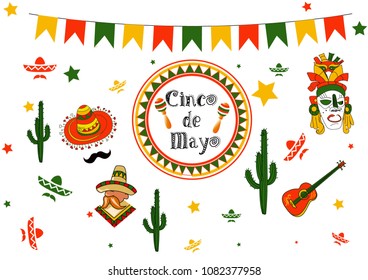 Cinco de Mayo, Mexican fiesta, holiday poster, banner, greeting card