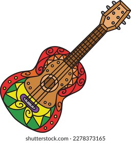 Cinco de Mayo Mexican Guitar Cartoon Clipart 