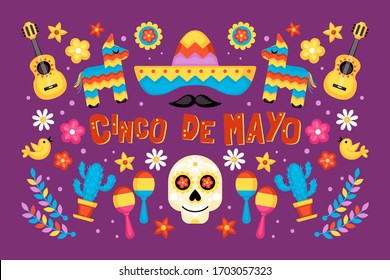 Cinco de Mayo Mexican Holiday banner, poster and greeting card design. Vector illustration